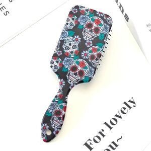Sugar skull hair wet brush detangling tool day of the dead design